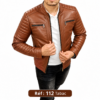 Veste en cuir MAZIRA matelassée Réf. 112 Tabac