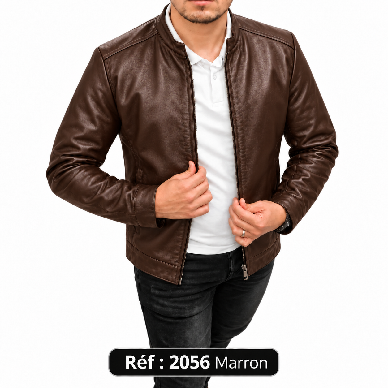 Veste en cuir MAZIRA Réf. 2056 Marron