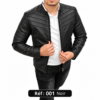 Veste en cuir MAZIRA col montant Réf. 001 Noir