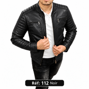Veste en cuir MAZIRA matelassée Réf. 112 Noir